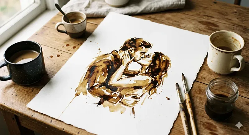 Coffee Art On White Canvas Sheets