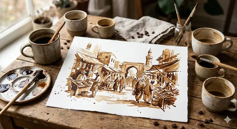 Coffee Art On White Canvas Sheets