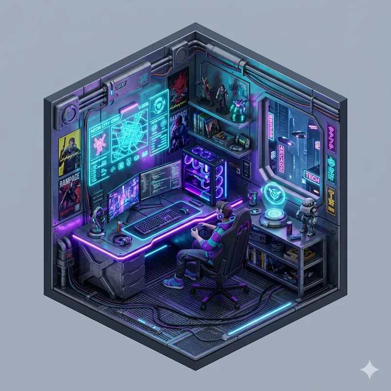 Ultradetailed 3D Isometric Gaming Rooms