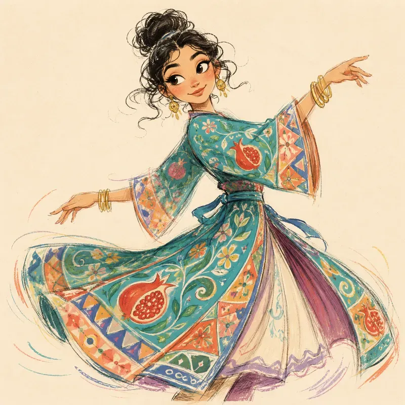 Whimsical Folk Fashion Character Art