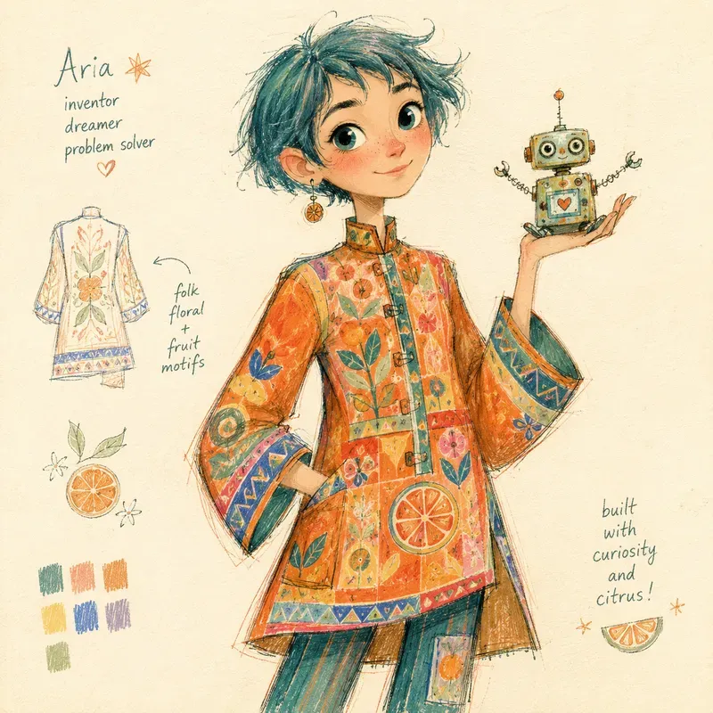 Whimsical Folk Fashion Character Art
