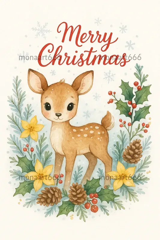 Whimsical Christmas Watercolor Greetings