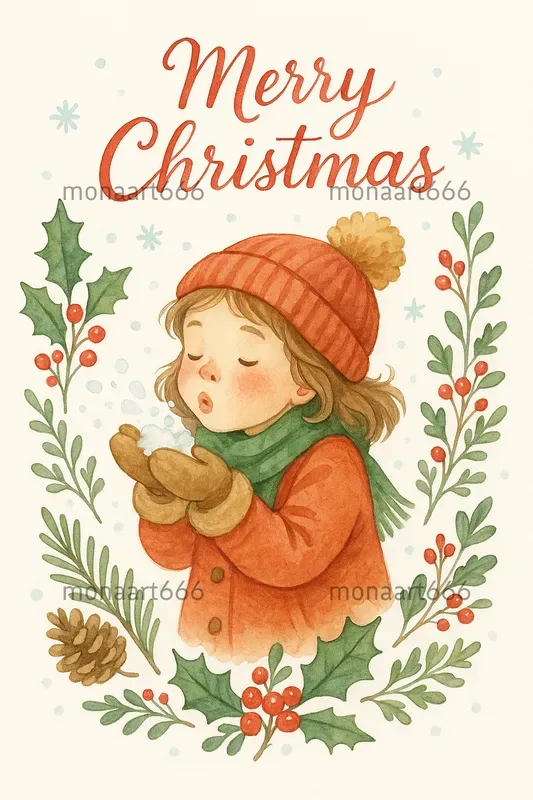 Whimsical Christmas Watercolor Greetings