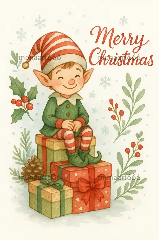 Whimsical Christmas Watercolor Greetings