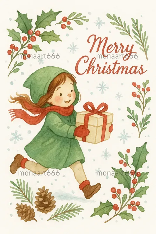 Whimsical Christmas Watercolor Greetings