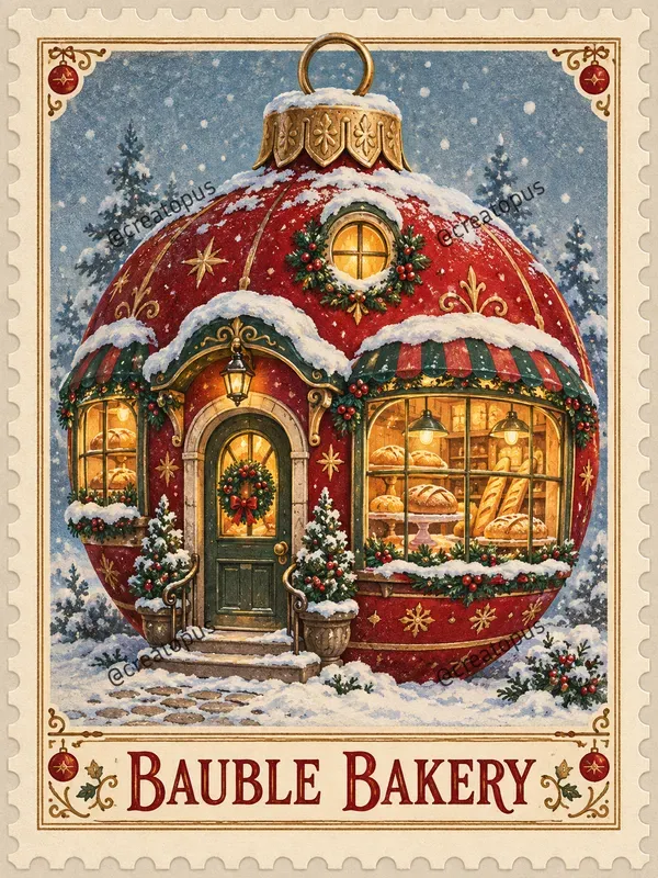 Whimsical Christmas Village Stamps