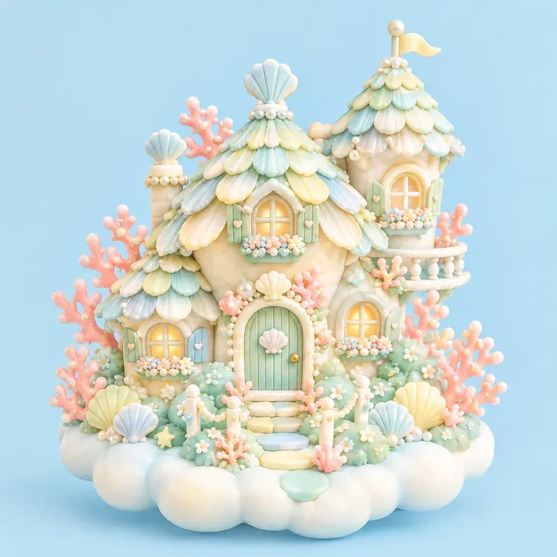 Pastel Sugar Coral 3D Cliparts