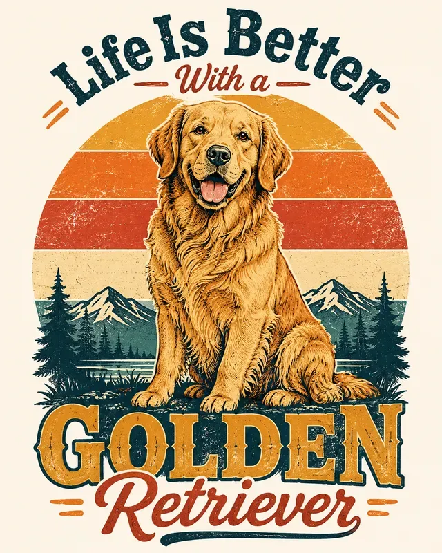 Retro Dog Breed Sunset Tshirts