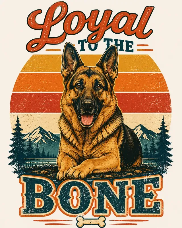 Retro Dog Breed Sunset Tshirts