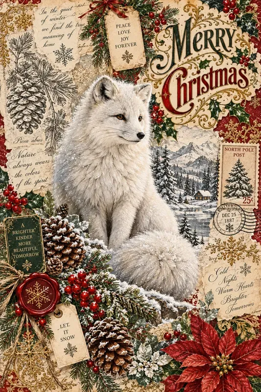 Vintage Christmas Journal Ephemera Pages