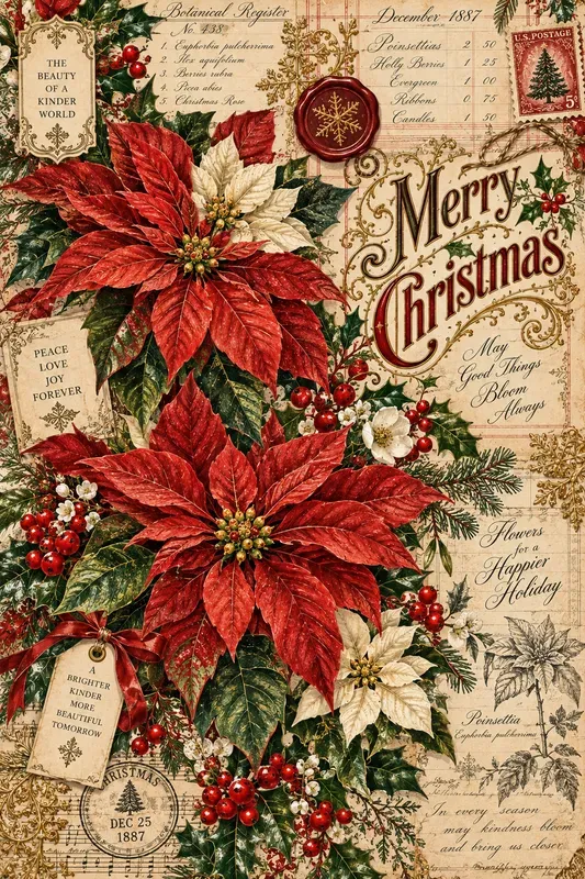 Vintage Christmas Journal Ephemera Pages