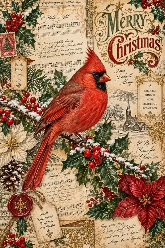 Vintage Christmas Journal Ephemera Pages