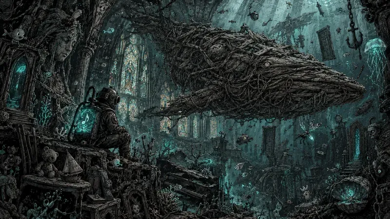 Surreal Underwater Ink Illustrations