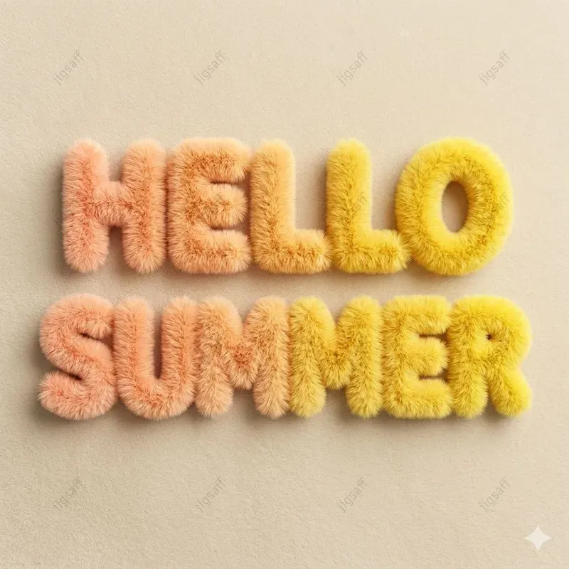 Summer Vibes 3D Furry Text Graphics