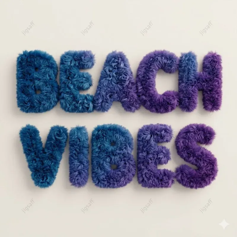 Summer Vibes 3D Furry Text Graphics