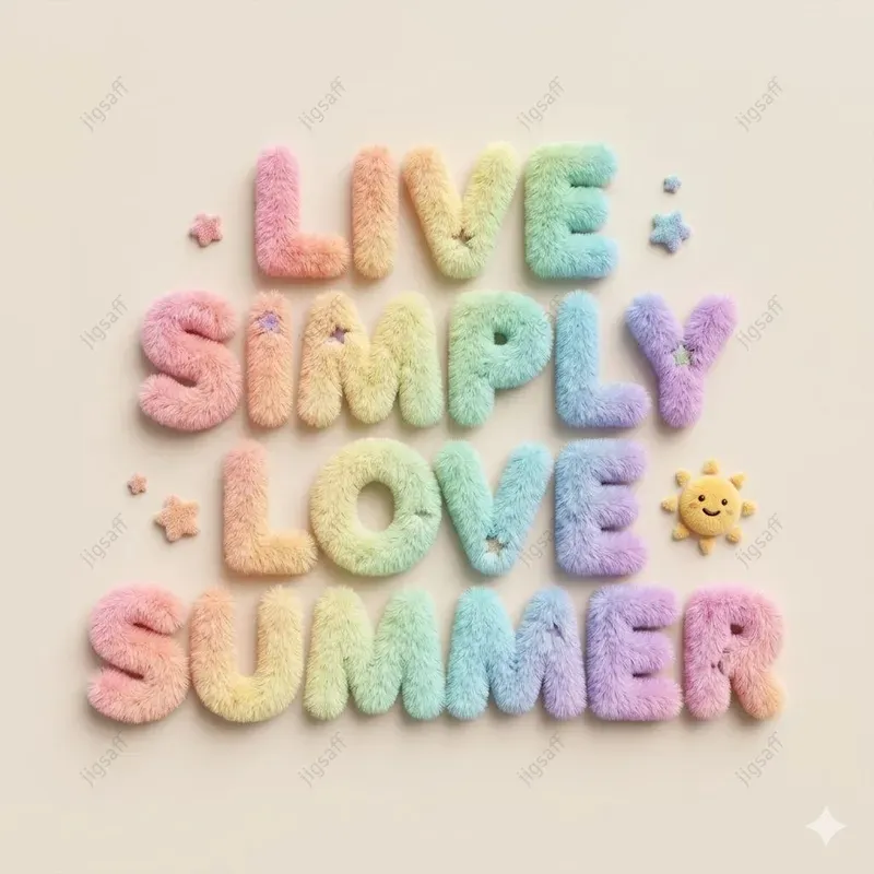 Summer Vibes 3D Furry Text Graphics