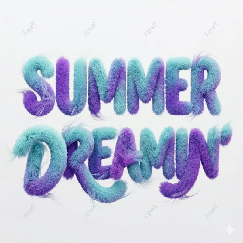 Summer Vibes 3D Furry Text Graphics