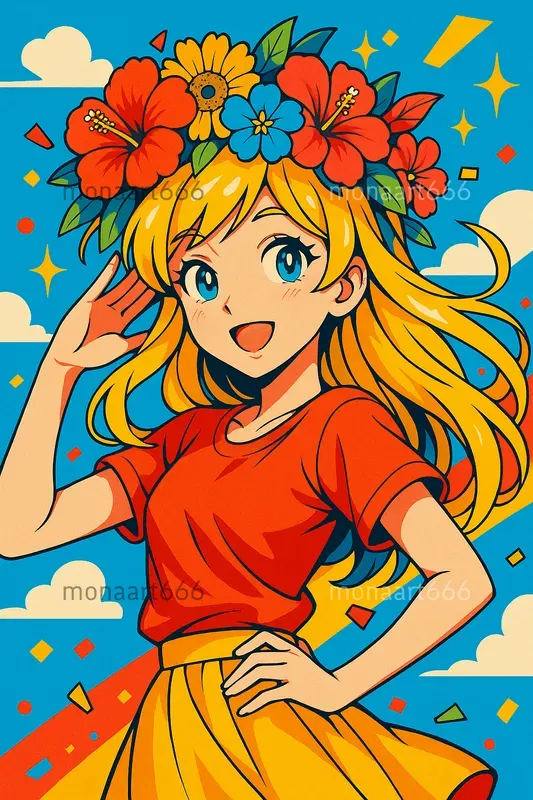 Vibrant Popanime Vector Portraits