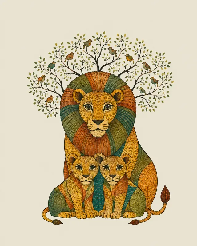 Customizable Gond Art Animal Generator
