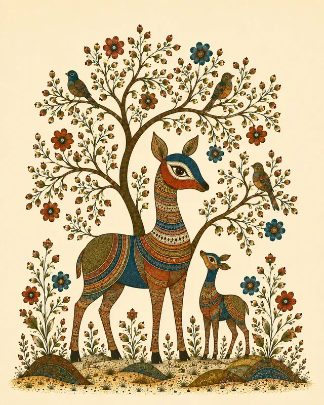 Customizable Gond Art Animal Generator