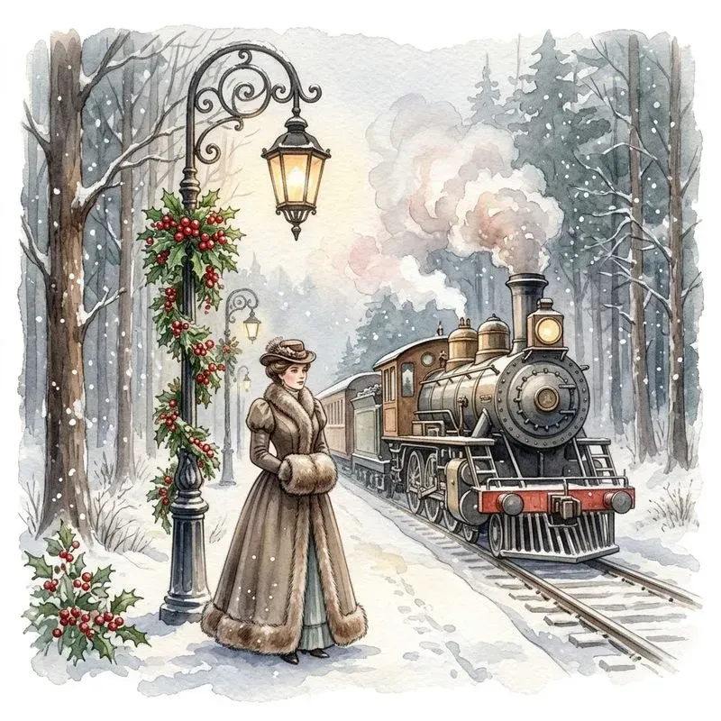 Vintage Watercolor Snow Scenes