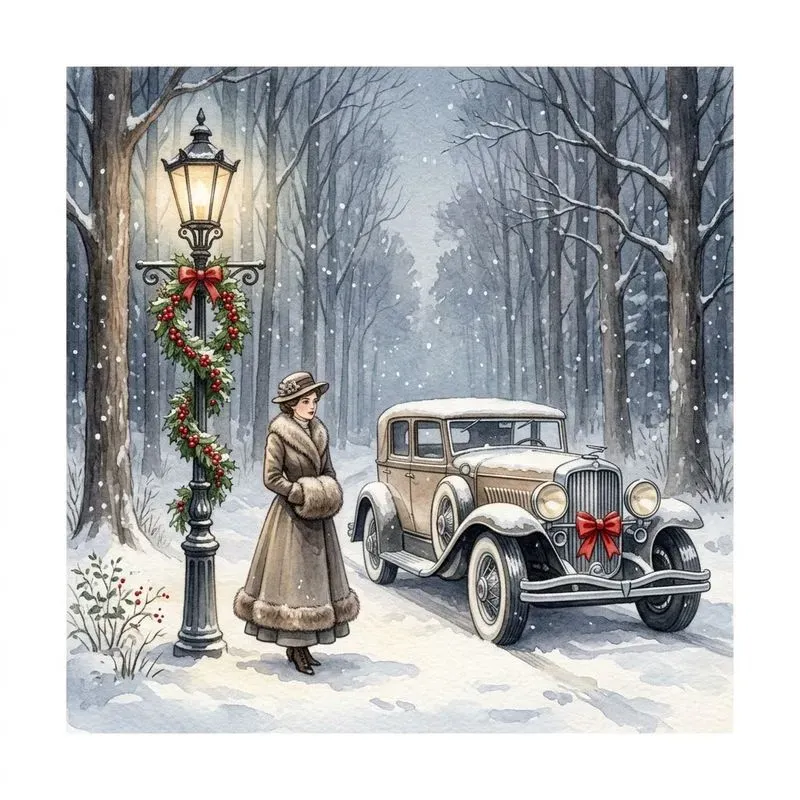 Vintage Watercolor Snow Scenes