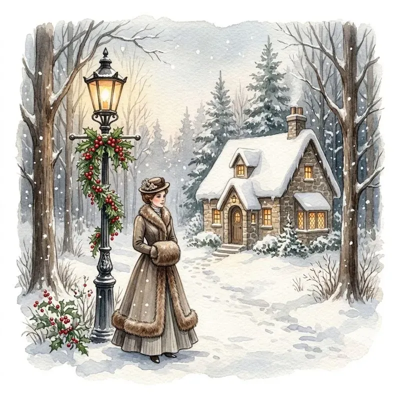 Vintage Watercolor Snow Scenes
