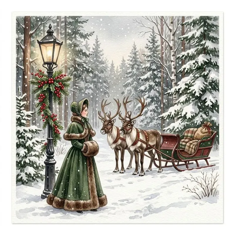 Vintage Watercolor Snow Scenes
