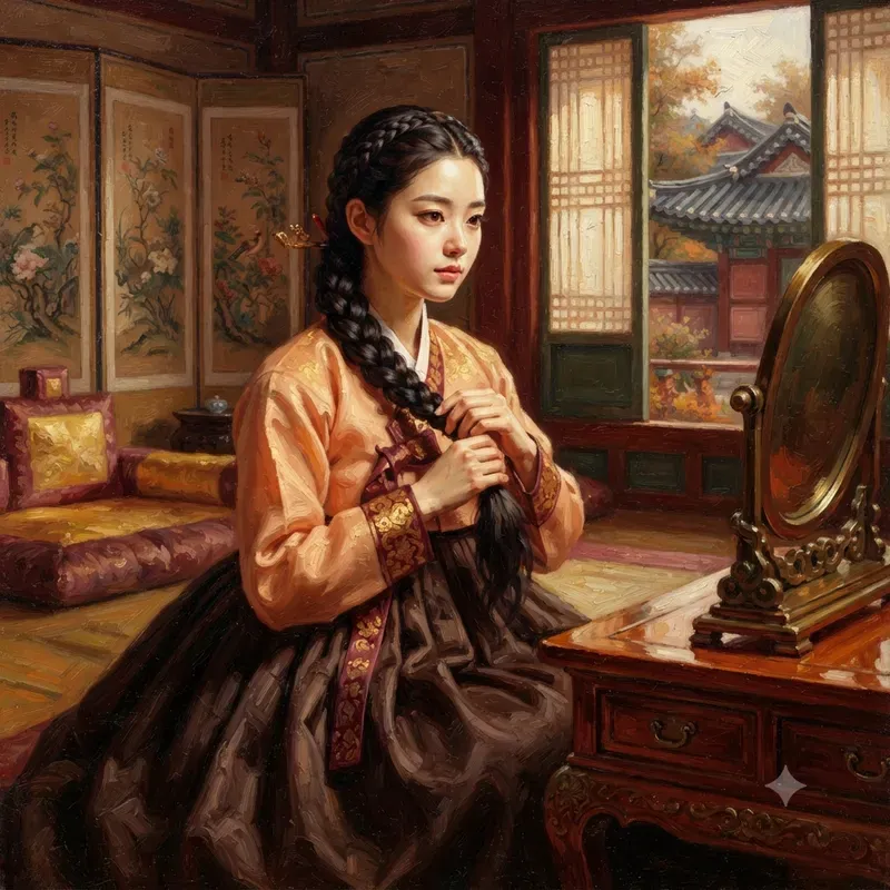 Traditional Korean Hanbok Oil Paintings