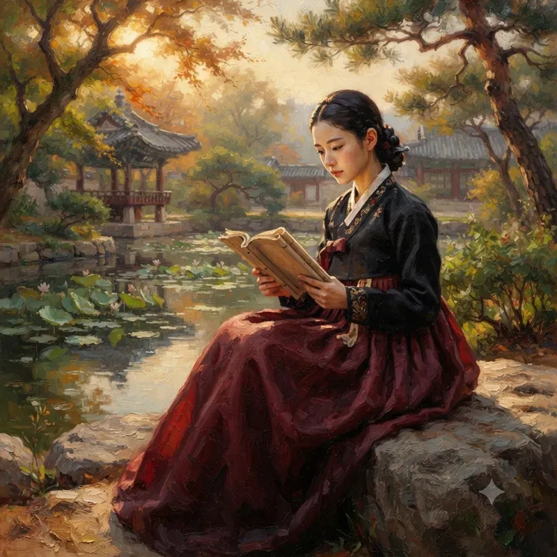 Traditional Korean Hanbok Oil Paintings