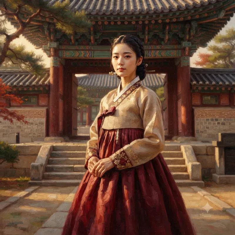 Traditional Korean Hanbok Oil Paintings