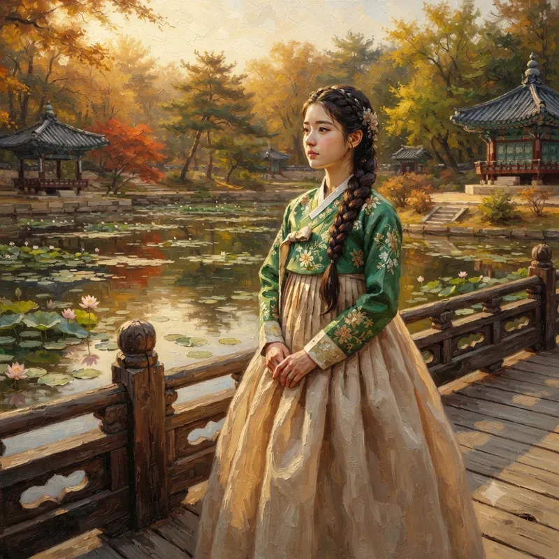 Traditional Korean Hanbok Oil Paintings
