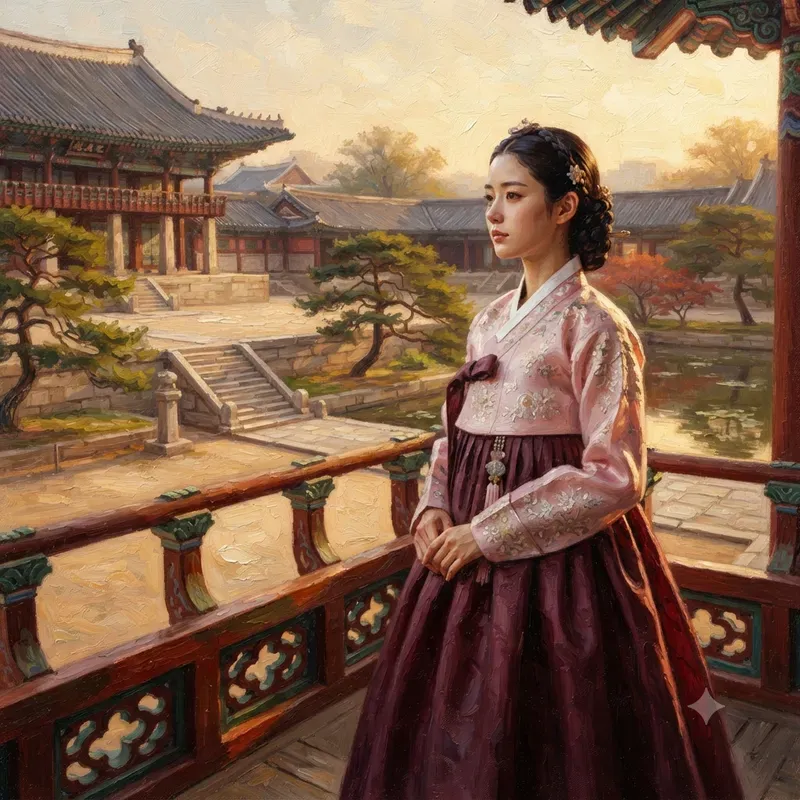 Traditional Korean Hanbok Oil Paintings