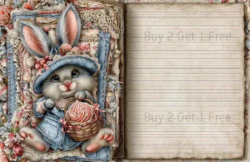 Sweet Denim Baking Girl Double Pages