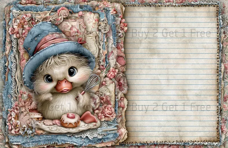 Sweet Denim Baking Girl Double Pages