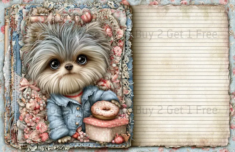 Sweet Denim Baking Girl Double Pages