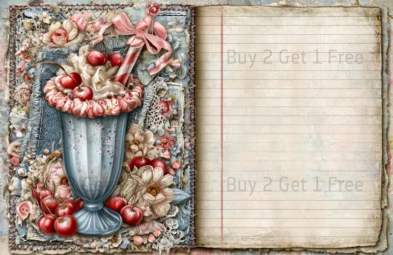 Sweet Denim Baking Girl Double Pages