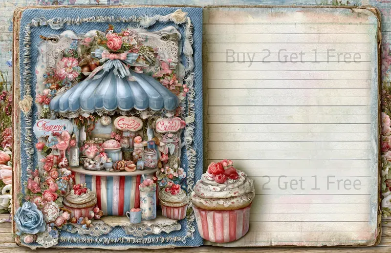 Sweet Denim Baking Girl Double Pages
