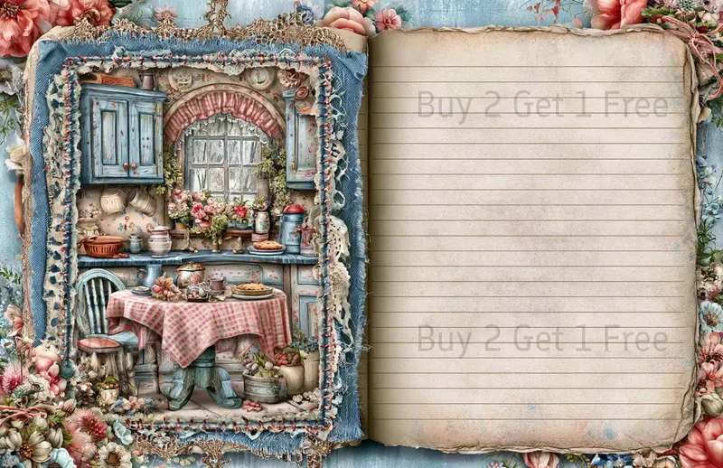 Sweet Denim Baking Girl Double Pages