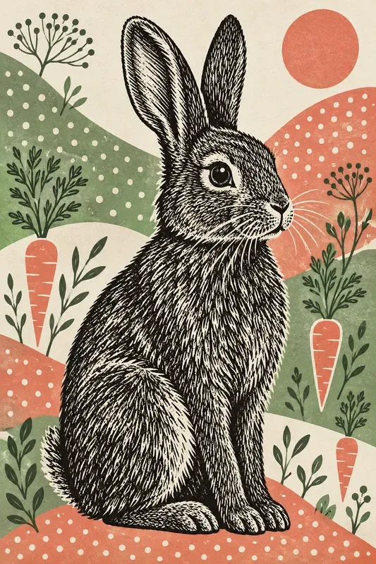 Whimsical Linocut Animal Illustrations