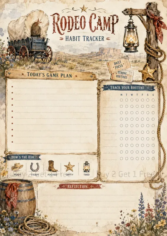 Western Habit Tracker Planner Pages