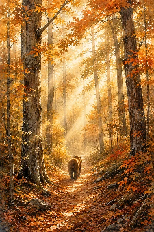 Dreamy Morning Forest Watercolor Art