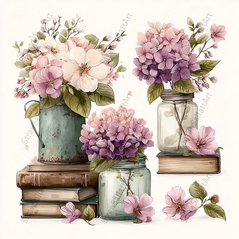 Easter Spring Line Art Botanical Clipart