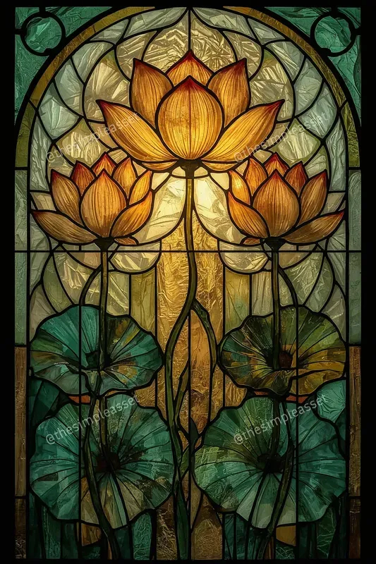 Art Nouveau Floral Stained Glass