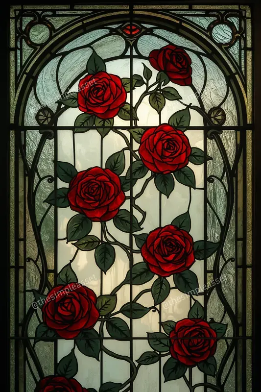Art Nouveau Floral Stained Glass