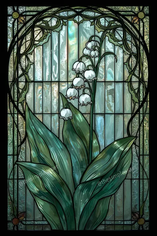 Art Nouveau Floral Stained Glass