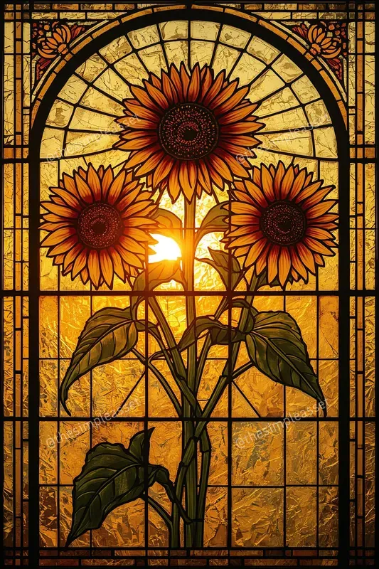 Art Nouveau Floral Stained Glass
