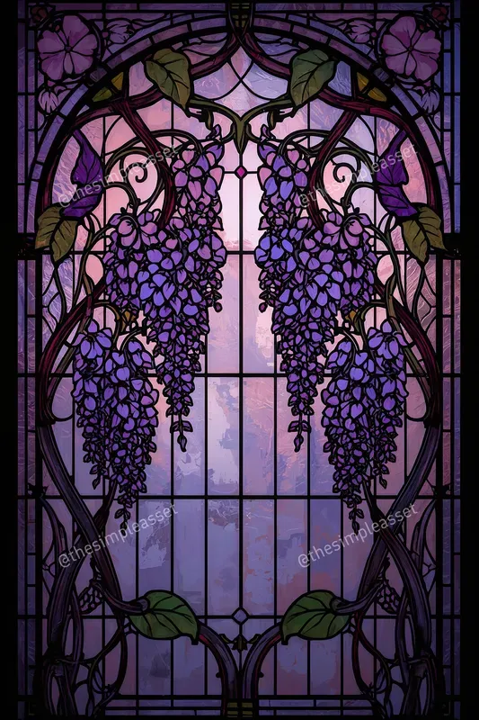 Art Nouveau Floral Stained Glass