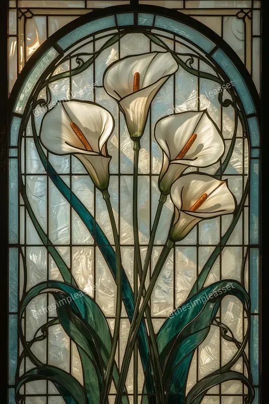 Art Nouveau Floral Stained Glass