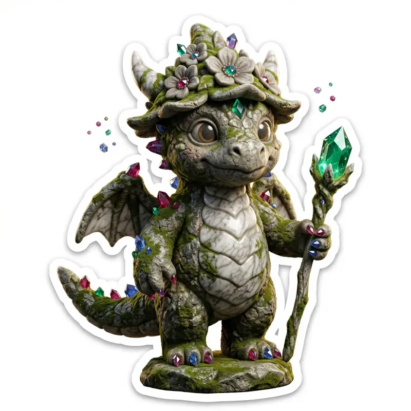 3D Stone Mascot Die Cut Sticker Art